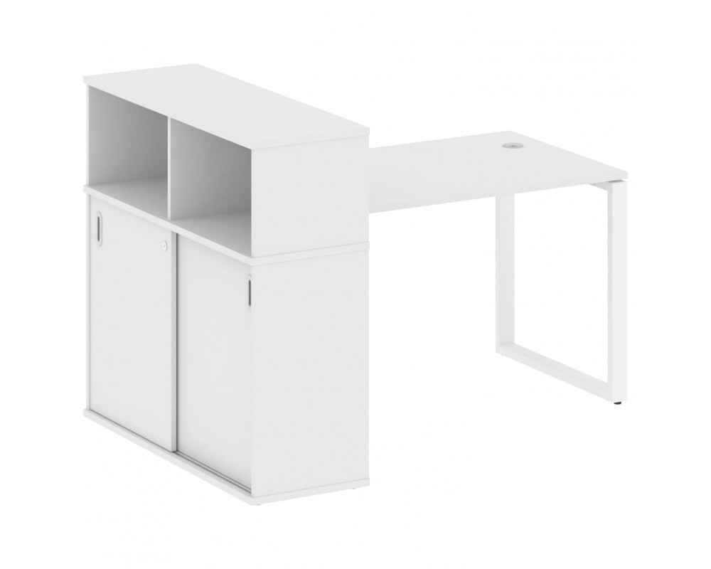 Стол письменный на О-образном м/к с опорным шкафом-купе 161x112x109,8 Metal System