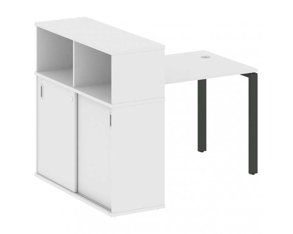 Стол письменный на П-образном м/к с опорным шкафом-купе 141x112x109,8 Metal System
