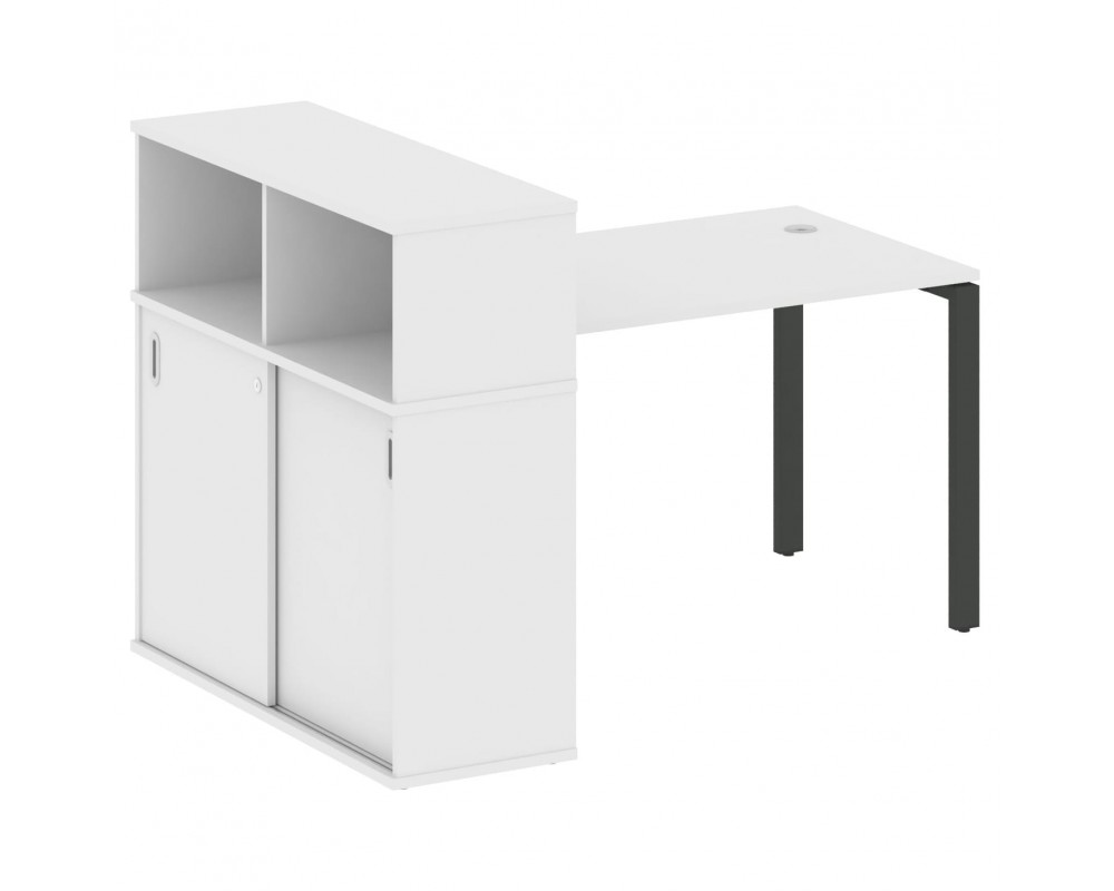 Стол письменный на П-образном м/к с опорным шкафом-купе 161x112x109,8 Metal System