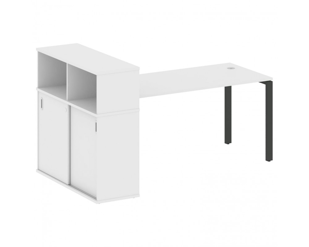 Стол письменный на П-образном м/к с опорным шкафом-купе 201x112x109,8 Metal System