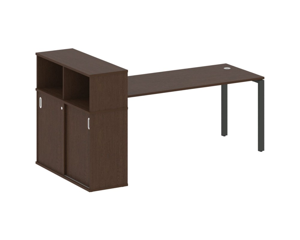Стол письменный на П-образном м/к с опорным шкафом-купе 221x112x109,8 Metal System