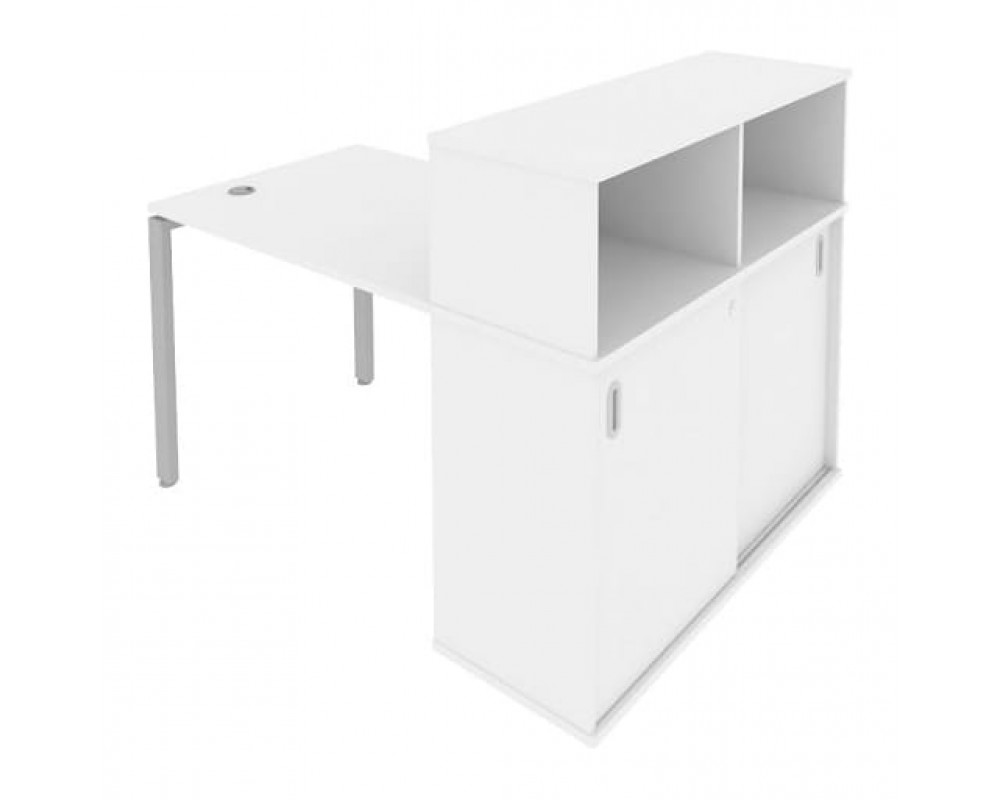 Стол письменный на П-образном м/к с опорным шкафом-купе 141x112x109,8 Metal System