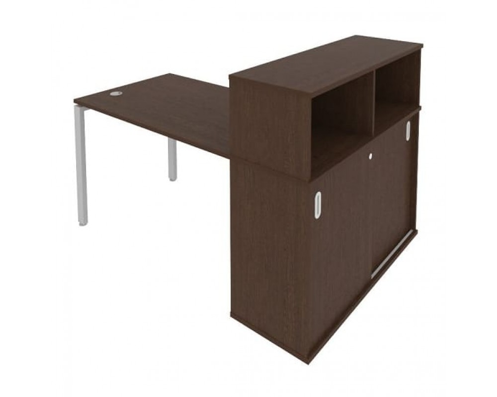 Стол письменный на П-образном м/к с опорным шкафом-купе 161x112x109,8 Metal System