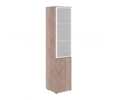 Шкаф колонка комбинированая со стеклянными дверьми в алюм. раме и топом Wave