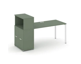 Стол рабочий с опорным распаш. шкафом с надставкой низ. CN.SP-228 W 2000x720x1140 Концепт / Concept images