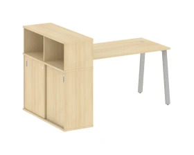 Стол письменный на А-образном м/к с опорным шкафом-купе 181x112x109,8 Метал Систем / Metal System images