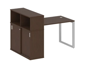 Стол письменный на О-образном м/к с опорным шкафом-купе 161x112x109,8 Метал Систем / Metal System images