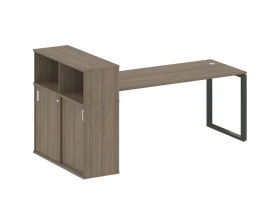Стол письменный на О-образном м/к с опорным шкафом-купе 221x112x109,8 Метал Систем / Metal System images