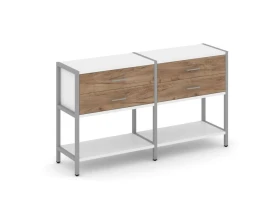 Двухсекционный стеллаж двухярусный с ящиками 1590х400х879 Шелф Систем / Shelf System images