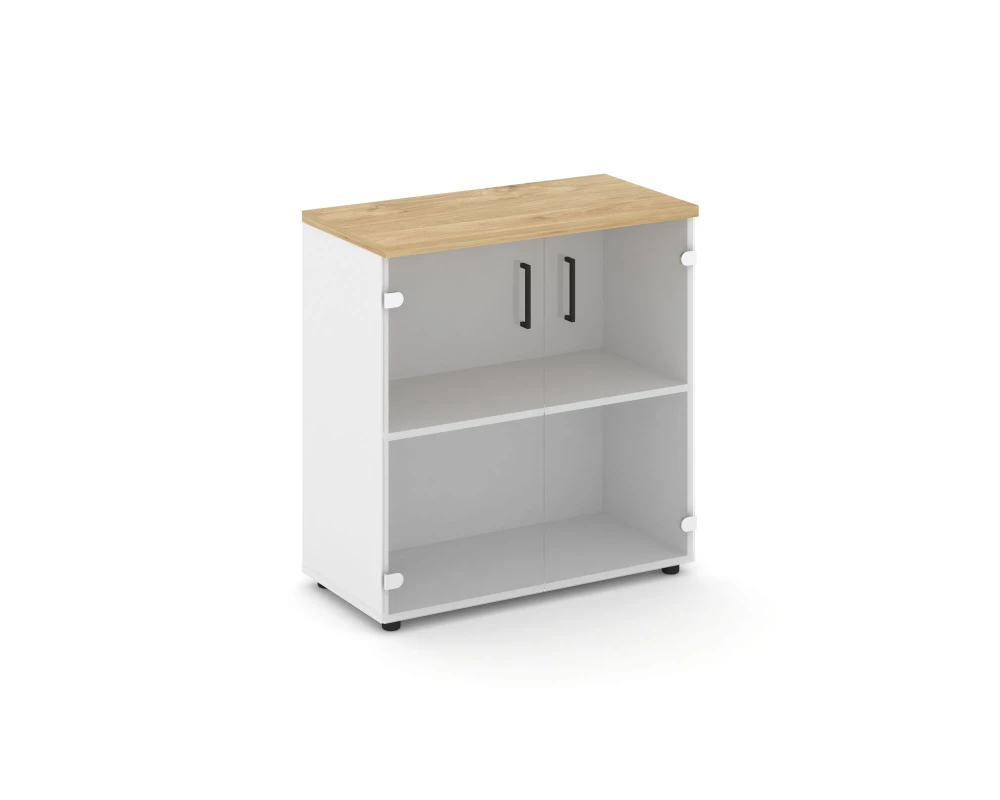 Шкаф низкий широкий прозр. стекло 796x400x833 зад. стенка HDF Стайл Проджект / Style Project