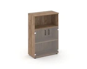 Шкаф средний широкий прозр. стекло с нишей 796x400x1203 Стайл Проджект / Style Project images