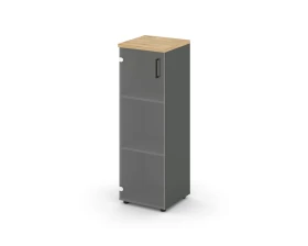 Шкаф средний узкий левый прозр. стекло 400x400x1203 зад. стенка HDF Стайл Проджект / Style Project images