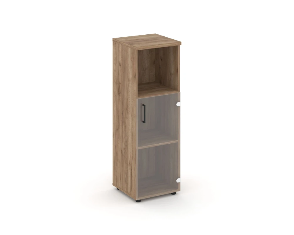 Шкаф средний узкий правый прозр. стекло с нишей 400x400x1203 зад. стенка HDF Стайл Проджект / Style Project