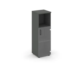 Шкаф средний узкий правый прозр. стекло с нишей 400x400x1203 зад. стенка HDF Стайл Проджект / Style Project images