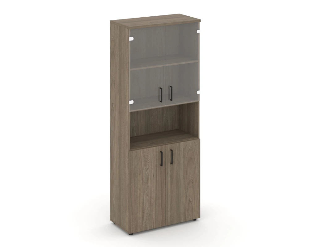 Шкаф высокий широкий комби с нишей прозр. стекло 796x400x1982 зад. стенка HDF Стайл Проджект / Style Project