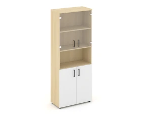 Шкаф высокий широкий комби с нишей прозр. стекло 796x400x1982 зад. стенка HDF Стайл Проджект / Style Project images