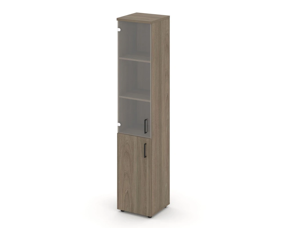 Шкаф высокий узкий комби прозр. стекло левый 400x400x1982 Стайл Проджект / Style Project