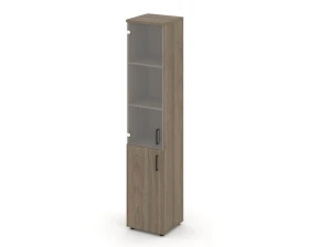 Шкаф высокий узкий комби прозр. стекло левый 400x400x1982 Стайл Проджект / Style Project images