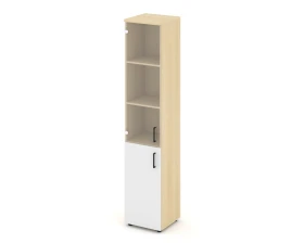 Шкаф высокий узкий комби прозр. стекло левый 400x400x1982 Стайл Проджект / Style Project images