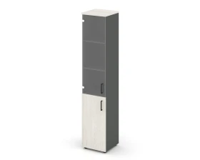 Шкаф высокий узкий комби прозр. стекло левый 400x400x1982 Стайл Проджект / Style Project images