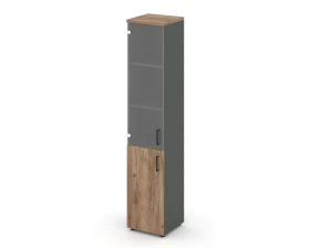 Шкаф высокий узкий комби прозр. стекло левый 400x400x1982 Стайл Проджект / Style Project images