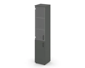 Шкаф высокий узкий комби прозр. стекло левый 400x400x1982 Стайл Проджект / Style Project images
