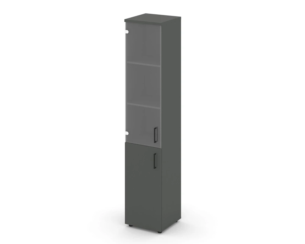 Шкаф высокий узкий комби прозр. стекло левый 400x400x1982 зад. стенка HDF Стайл Проджект / Style Project
