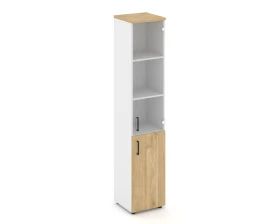 Шкаф высокий узкий комби прозр. стекло правый 400x400x1982 Стайл Проджект / Style Project images