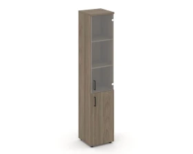 Шкаф высокий узкий комби прозр. стекло правый 400x400x1982 Стайл Проджект / Style Project images