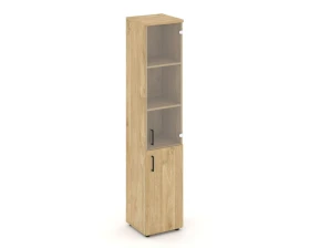 Шкаф высокий узкий комби прозр. стекло правый 400x400x1982 Стайл Проджект / Style Project images