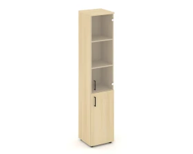 Шкаф высокий узкий комби прозр. стекло правый 400x400x1982 Стайл Проджект / Style Project images