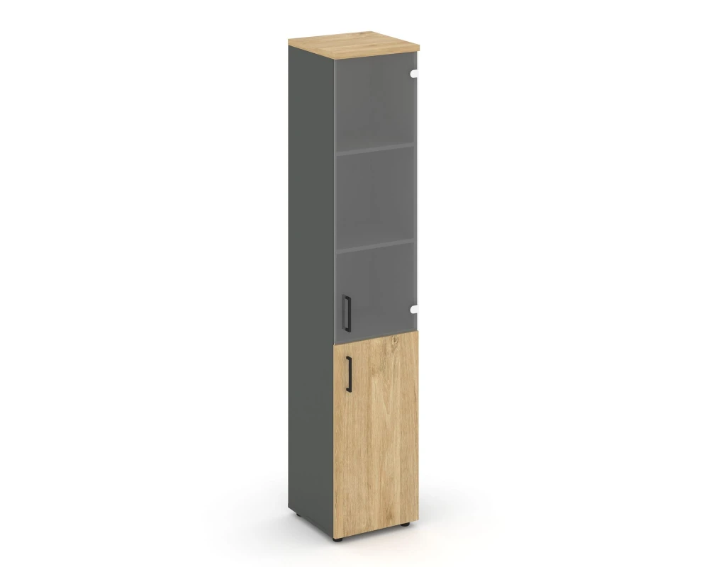 Шкаф высокий узкий комби прозр. стекло правый 400x400x1982 Стайл Проджект / Style Project