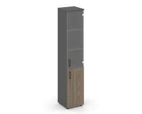 Шкаф высокий узкий комби прозр. стекло правый 400x400x1982 зад. стенка HDF Стайл Проджект / Style Project images