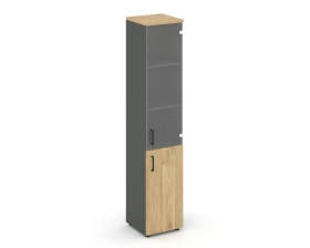 Шкаф высокий узкий комби прозр. стекло правый 400x400x1982 зад. стенка HDF Стайл Проджект / Style Project images