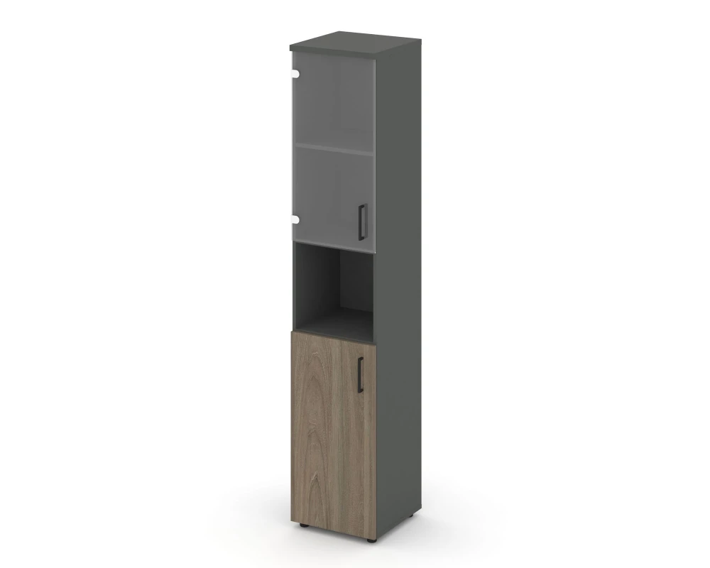 Шкаф высокий узкий с нишей прозр. стекло левый 400x400x1982 Стайл Проджект / Style Project