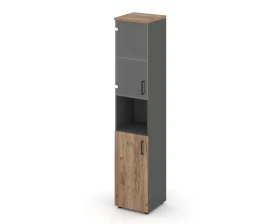 Шкаф высокий узкий с нишей прозр. стекло левый 400x400x1982 зад. стенка HDF Стайл Проджект / Style Project images
