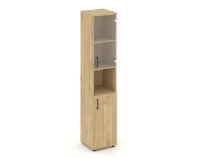 Шкаф высокий узкий с нишей прозр. стекло правый 400x400x1982 зад. стенка HDF Стайл Проджект / Style Project images