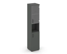 Шкаф высокий узкий с нишей прозр. стекло правый 400x400x1982 зад. стенка HDF Стайл Проджект / Style Project images