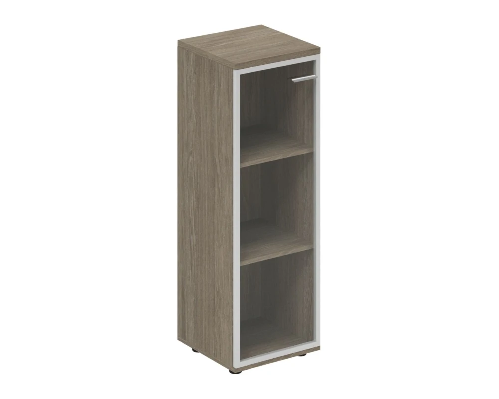 Шкаф средний 400x400x1200 со стеклом, з.ст HDF, левый Винг / Wing Дуб темный